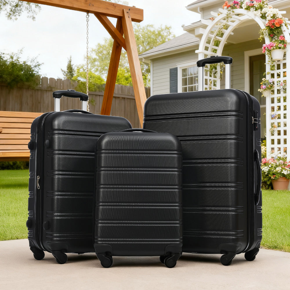 Rashemi 3-Piece Suitcase Set – Black – foto 2 uit beschrijving