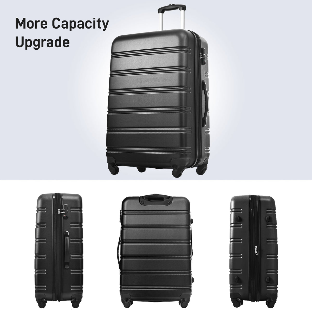 Rashemi 3-Piece Suitcase Set – Black – foto 6 uit beschrijving