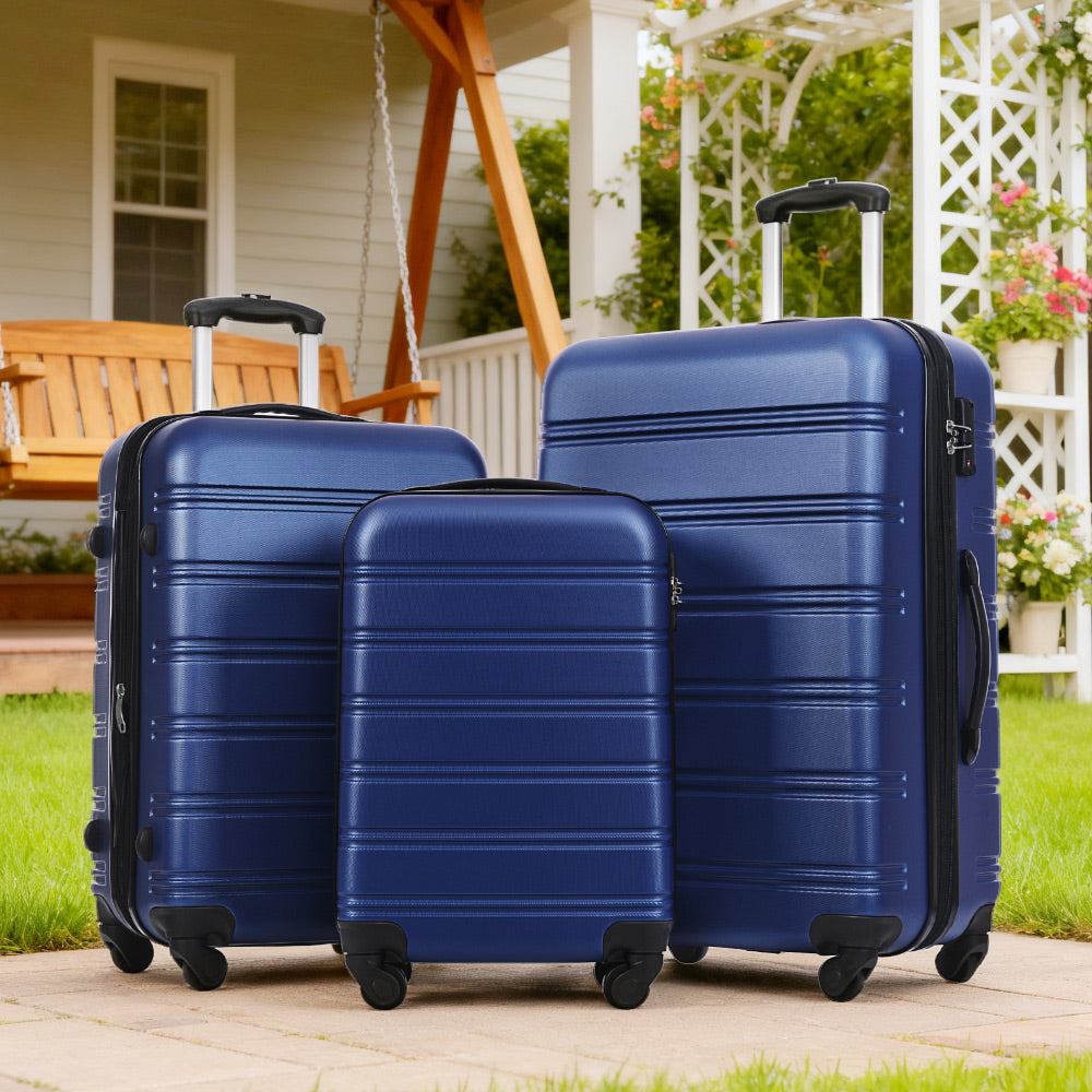 Rashemi 3-Piece Suitcase Set – Blue – foto 2 uit beschrijving
