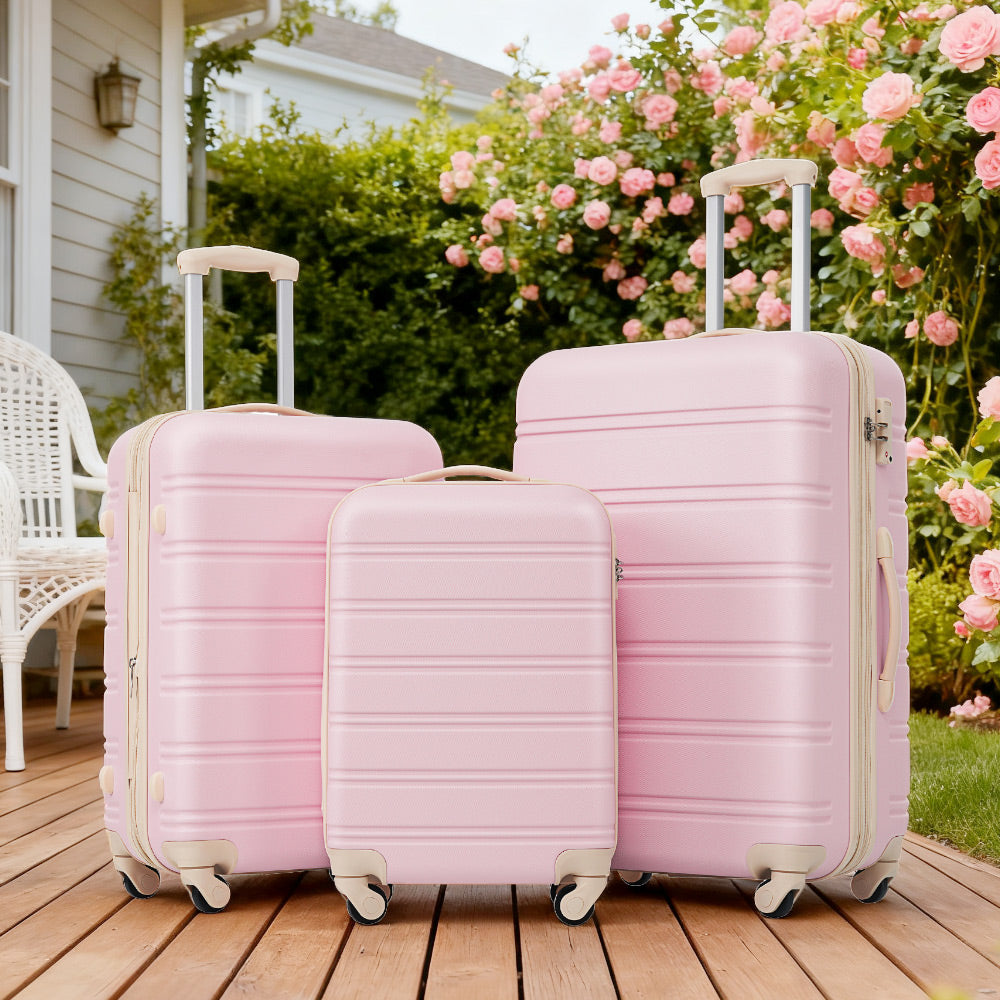 Rashemi 3-Piece Suitcase Set – Light Pink – foto 2 uit beschrijving