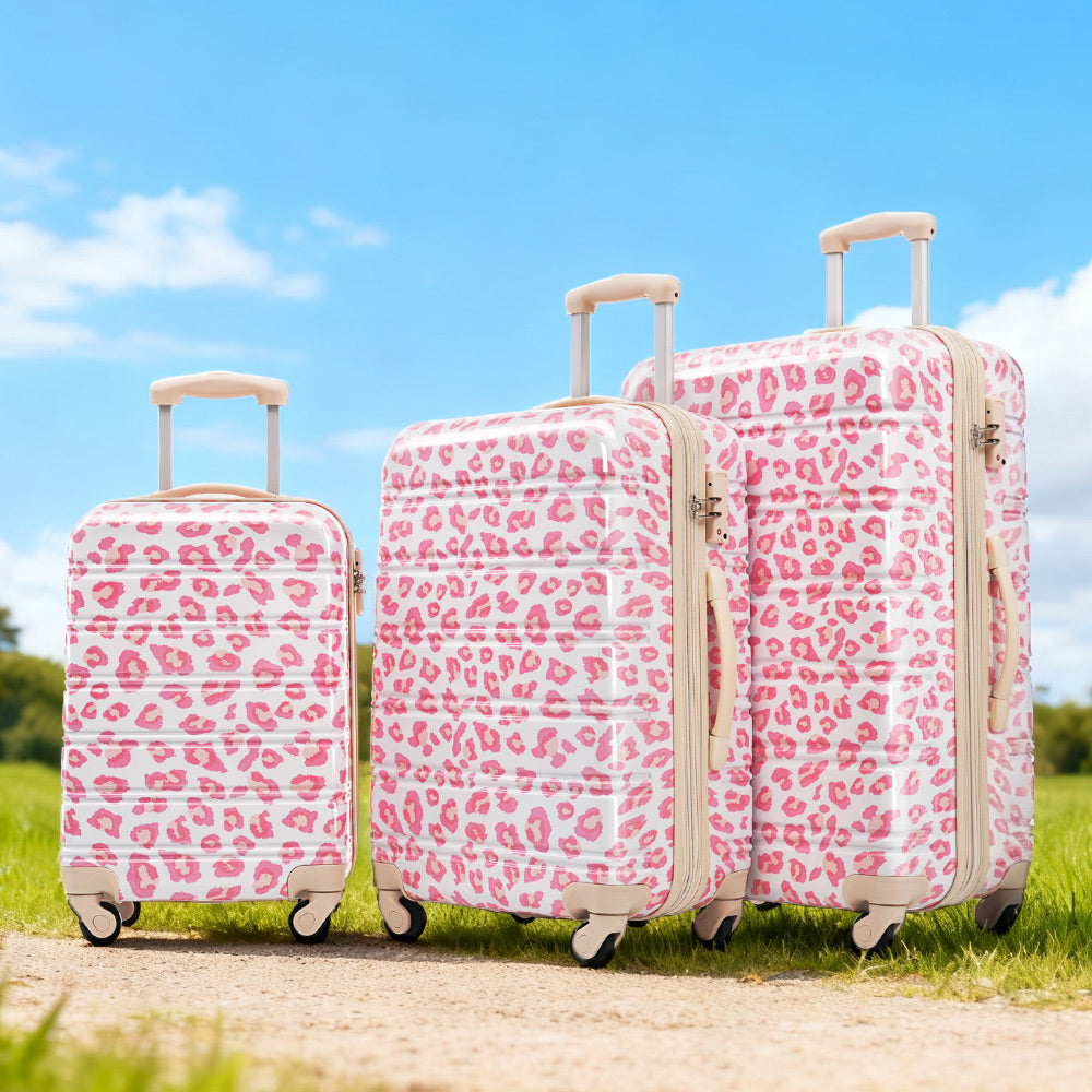 Rashemi 3-Piece Suitcase Set – Pink Leopard – beschrijvingsfoto 5