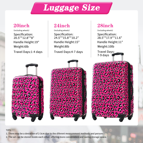 Rashemi 3-Piece Suitcase Set – Hot Pink – foto 1 uit beschrijving