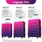 Rashemi 3-Piece Suitcase Set – Purple & Pink – beschrijvingsfoto 6