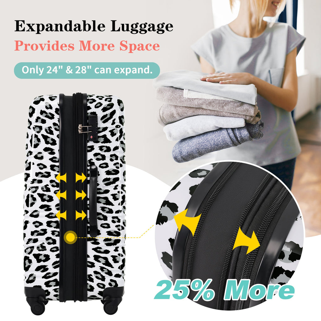Rashemi 3-Piece Suitcase Set – Black & White Leopard – beschrijvingsfoto 13