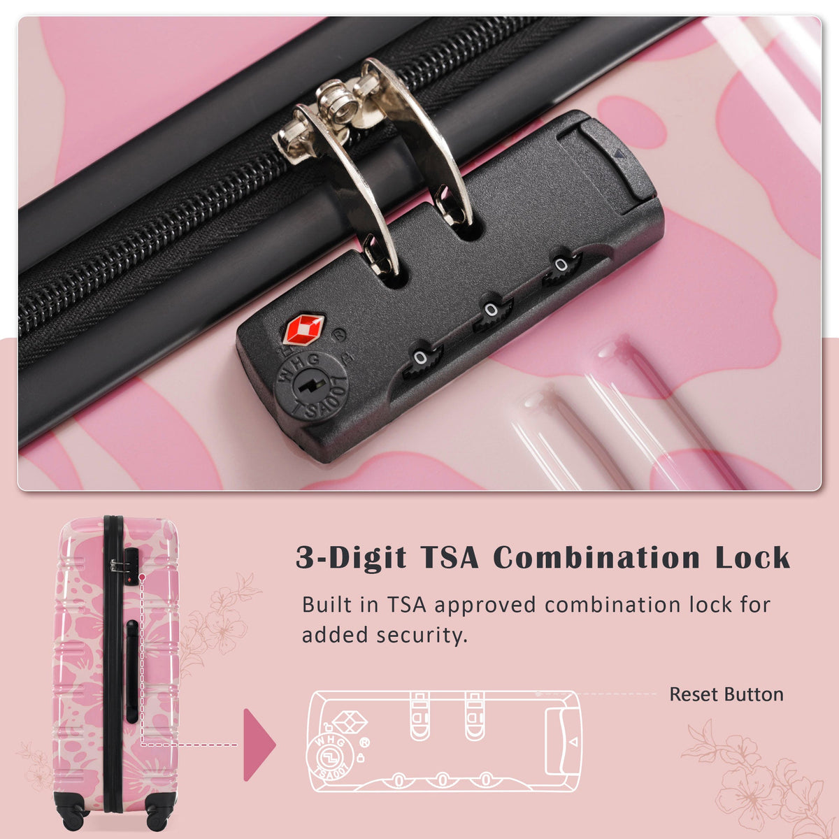 Rashemi 3-Piece Suitcase Set – Pink – beschrijvingsfoto 16