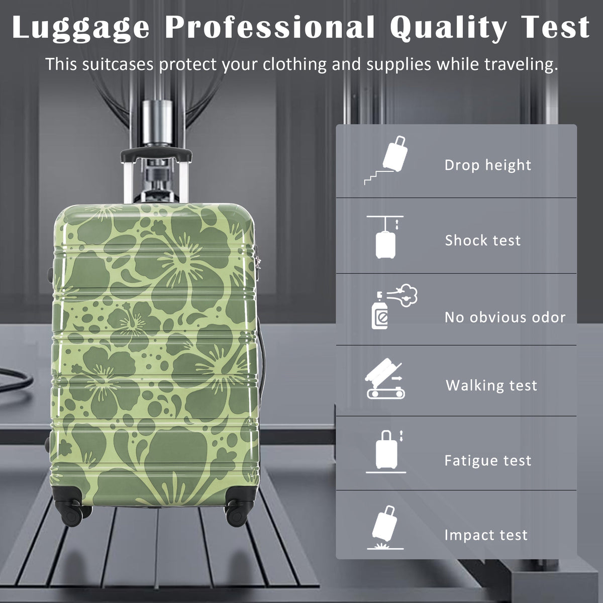 Rashemi 3-Piece Suitcase Set – Green – beschrijvingsfoto 3