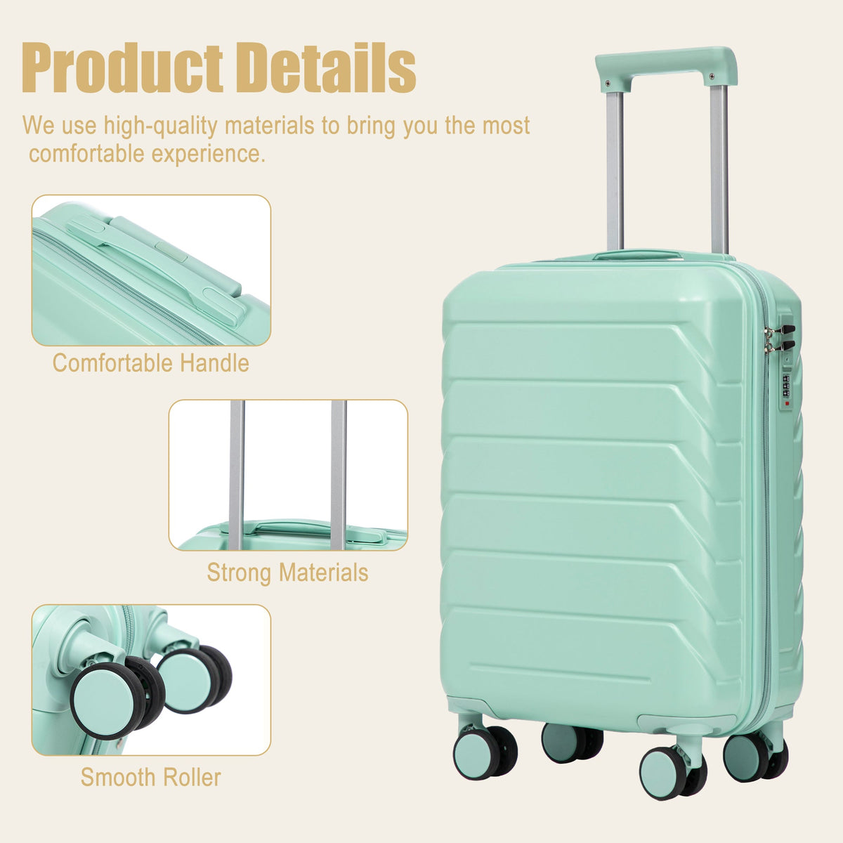 Rashemi Suitcase – Mint Green – productfoto 1 uit beschrijving