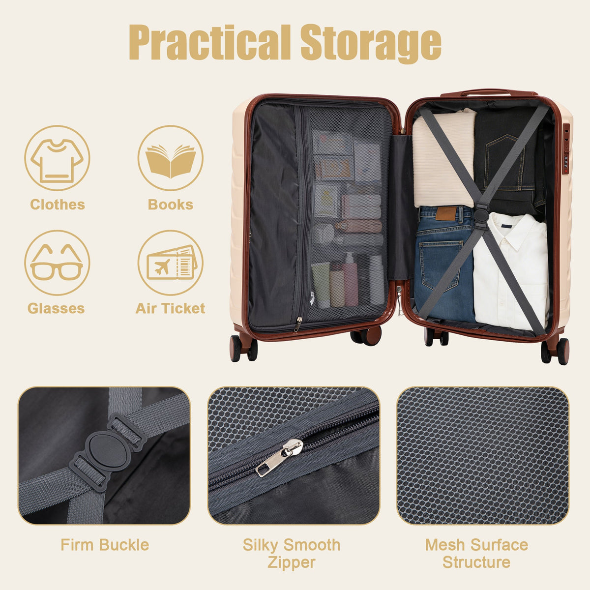 Rashemi Suitcase – Beige – productfoto 6 uit beschrijving
