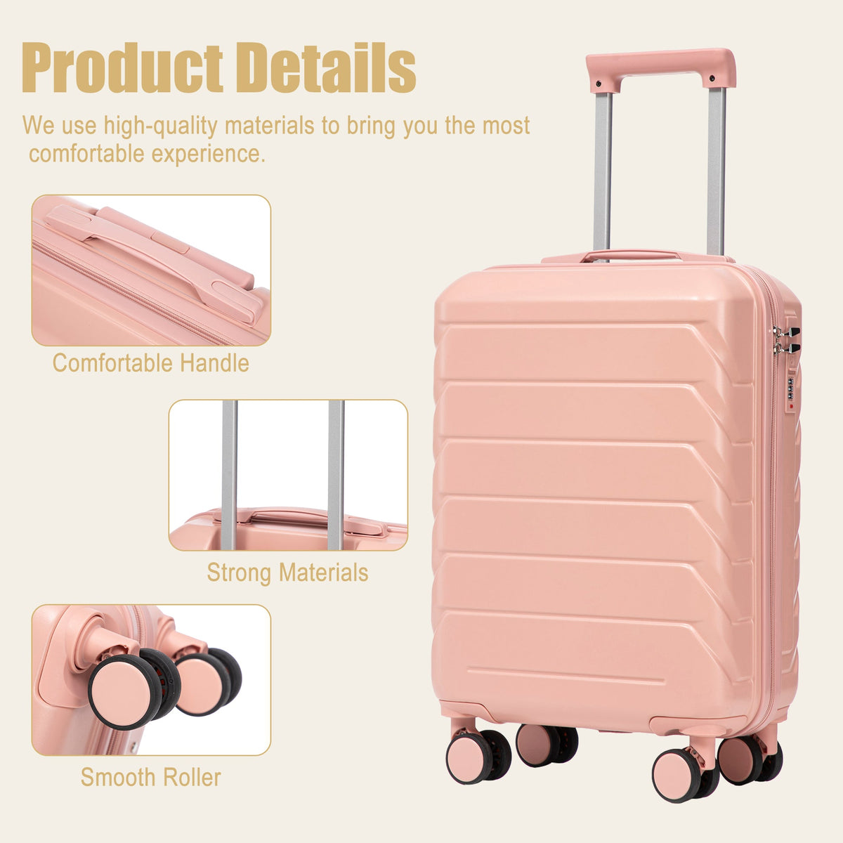 Rashemi Suitcase – Pink – productfoto 2 uit beschrijving